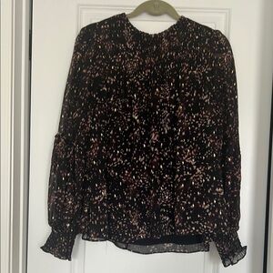 CeCe Black and Pink Speckled Blouse